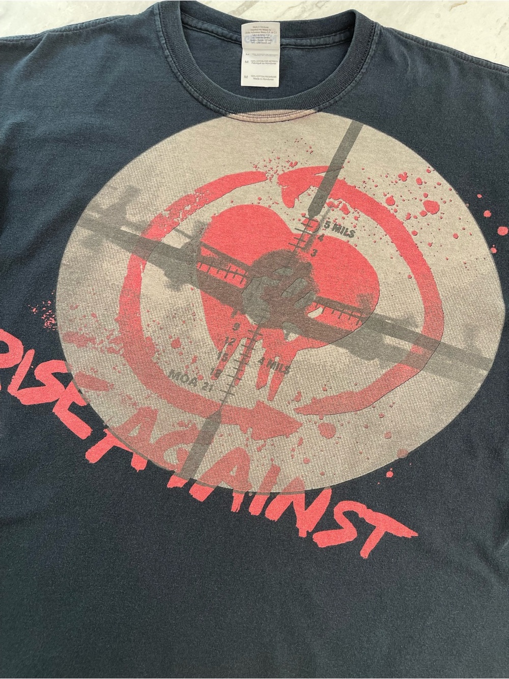 RISE AGAINST "Locked On" RARE Out of Print Black Graphic T-Shirt - M, Pre-owned